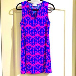 Peach Love California/Sleeveless Printed Mini Dress/Size M/Pink and Blue